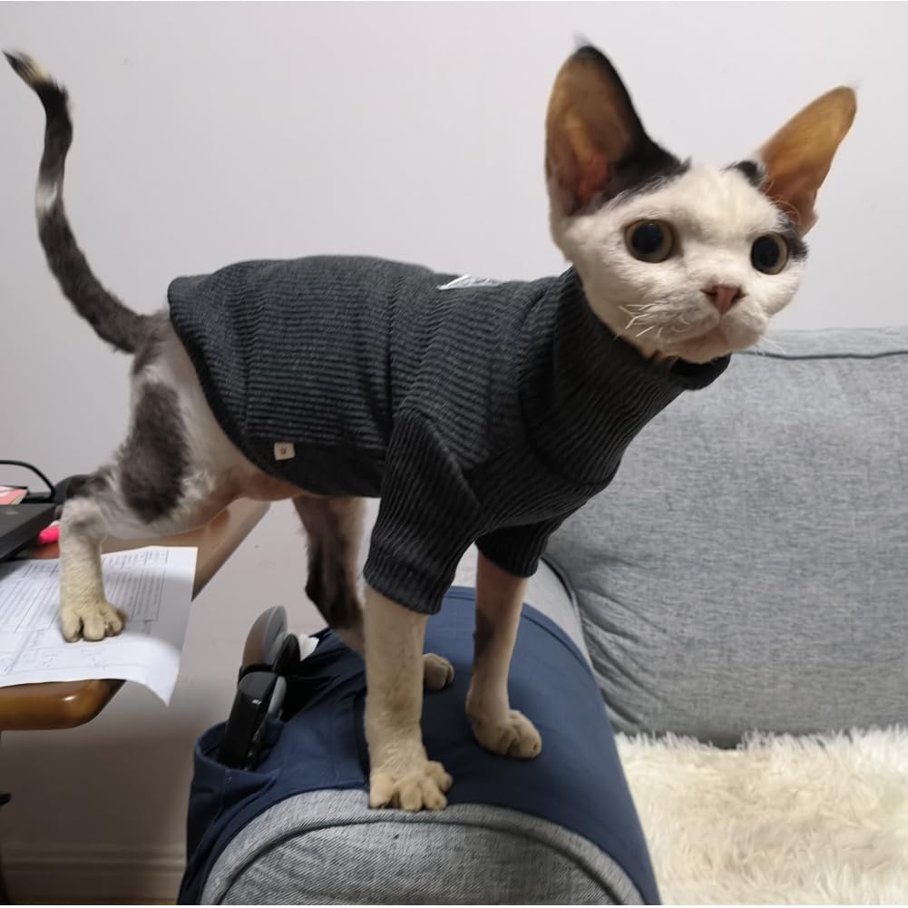 Sphynx Cat Clothes Turtleneck,Hairless Cats Sweaters,Cat Wear